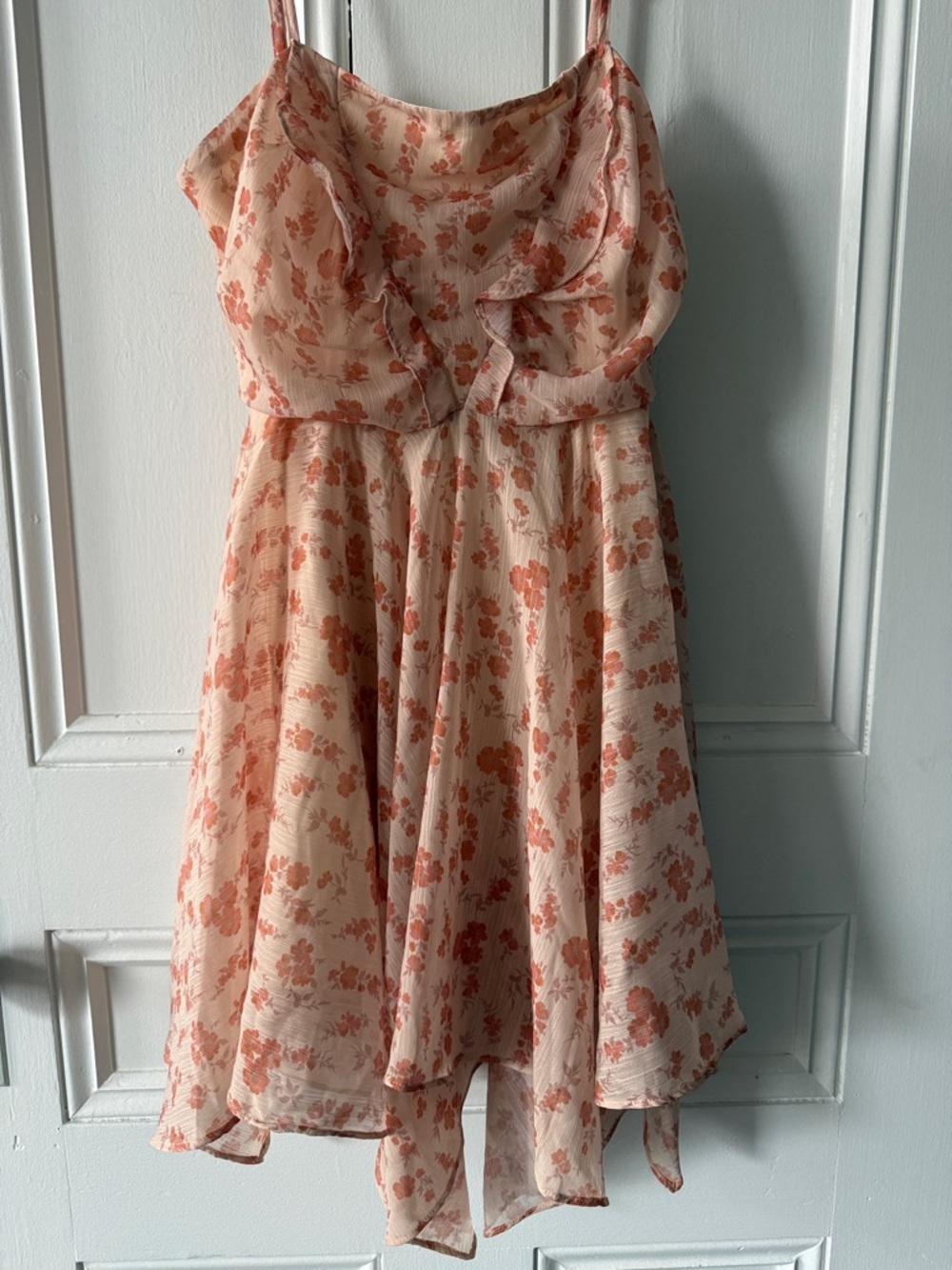 Peach floral babydoll dress by Motel